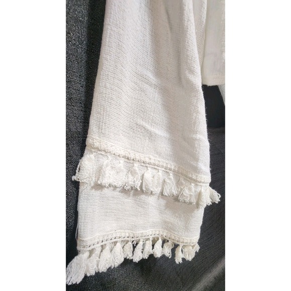 SKYLAR+MADISON White Bell Tassel Sleeve Top Crop Beach Boho Gypsy Festival NWT M - Picture 7 of 11